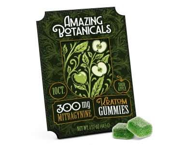 Kratom Sour Apple Gummies – 30mg Mitragynine Each (Extra Strength)