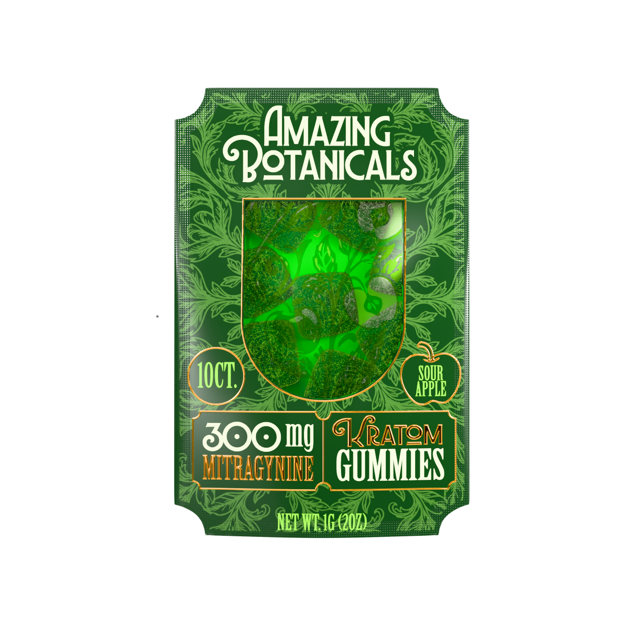 Kratom Sour Apple Gummies – 30mg Mitragynine Each (Extra Strength)