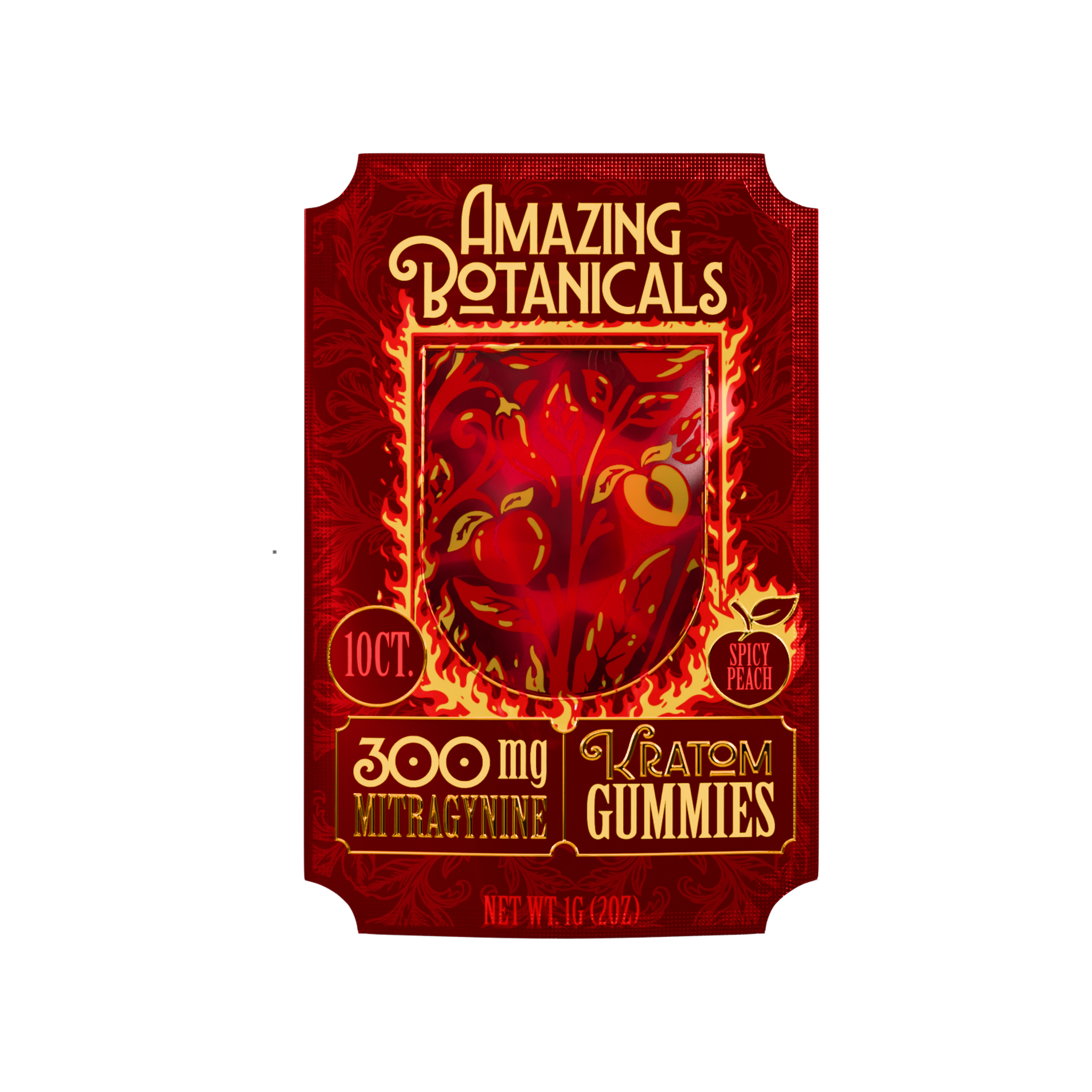 Kratom Spicy Peach Gummies – 30mg Mitragynine Each (Extra Strength • Hot)