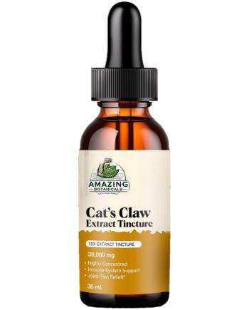 Amazing Botanicals Cat's Claw 10X Extract Tincture 1 oz amber glass dropper bottle, Uncaria tomentosa, 3,000 mg extract per bottle